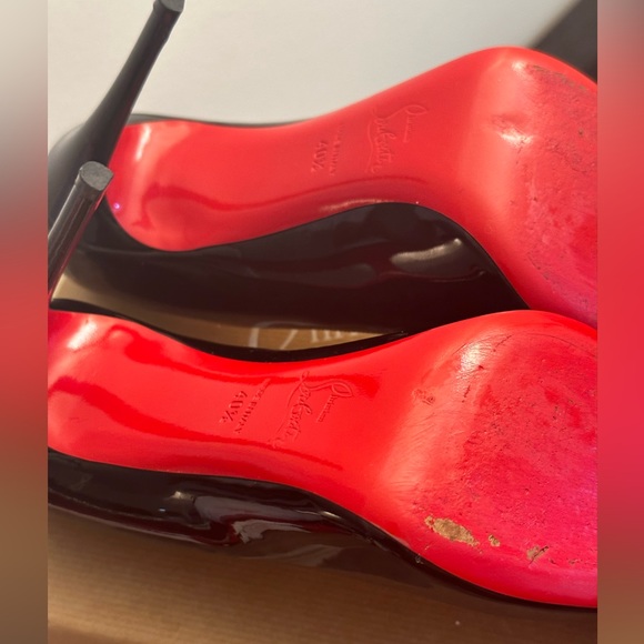 CHRISTIAN LOUBOUTIN  PIGALLE FOLLIES 100 PATENT BLACK SIZE 40.5 - Picture 6 of 9